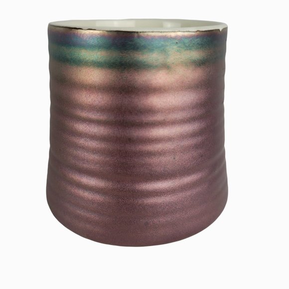 La Rochelle Metallic Rose Teal Love Ribbed Mug Coffee Cup Ceramic 4"H X 3.5"W - Picture 5 of 10